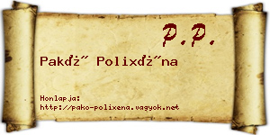 Pakó Polixéna névjegykártya